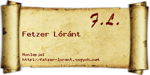 Fetzer Lóránt névjegykártya